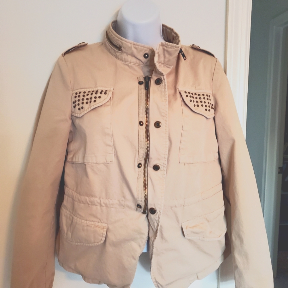 Zara Basic Utility Jacket With Studded Pockets Si… - image 1